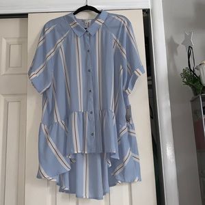 Blue red and white striped Ophelia Roe 3x mullet shirt